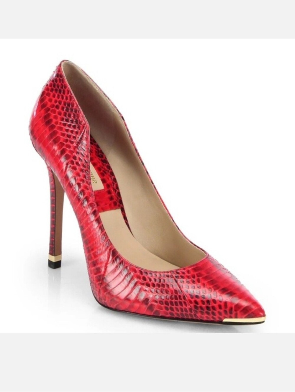 Michael Kors Avra Genuine Snakeskin Pumps Red Python Heels EU 38 Fits US 8